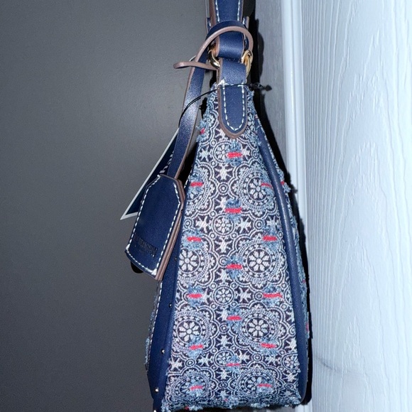 NWT True Religion Blue and Red Small Hobo Bag with Metallic Accents - Picture 10 of 10